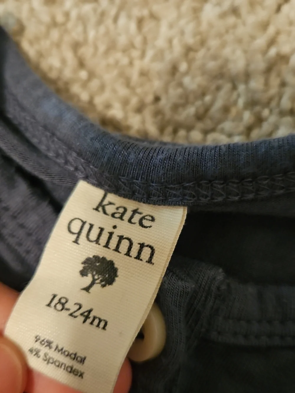 Kate Quinn 18-24M Modal Long Sleeve Romper Navy Blue NWOT